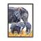 Stupell Industries Elephant Family in Tall Yellow Grass Safari Animals in Black Frame Wall Art
